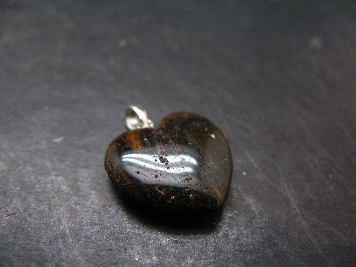 Rare ISUA Stone Silver Heart Pendant From Greenland - 1.0" - 3.60 Grams