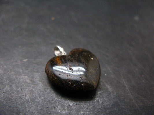 Rare ISUA Stone Silver Heart Pendant From Greenland - 1.0" - 3.60 Grams