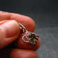 Moldavite Tektite & Red Garnet Silver Pendant from Czech Republic - 0.7"