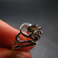 Moldavite & Red Garnet Sterling Silver Ring From Czech Republic - Size 8.5 - 2.61 Grams
