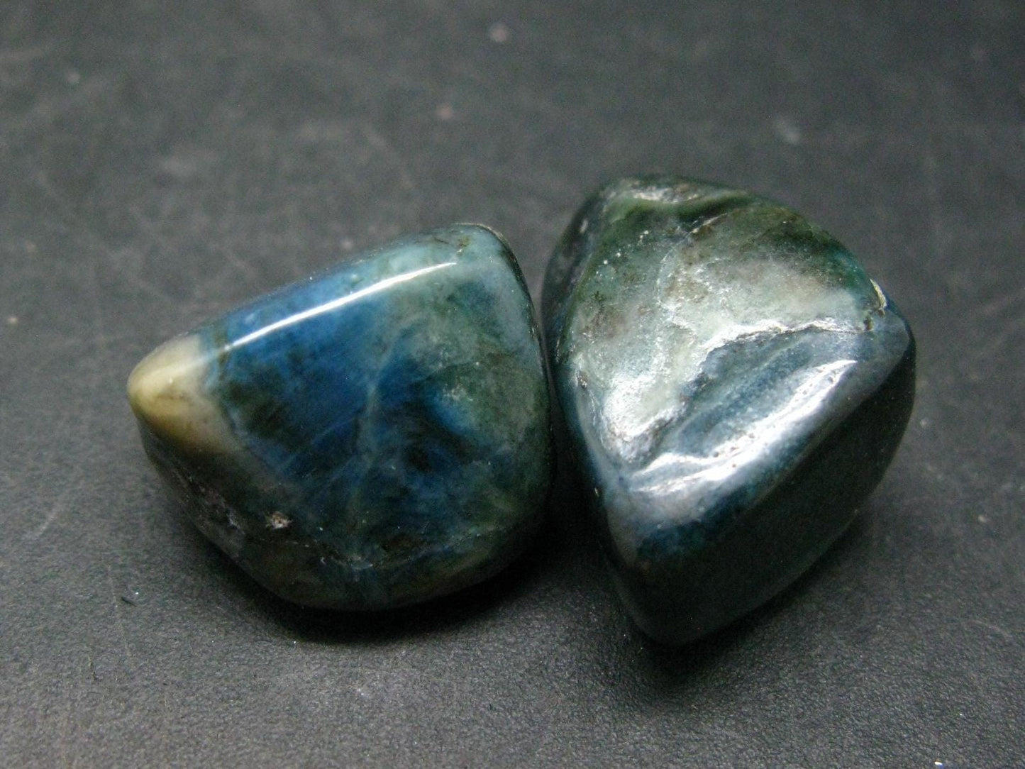Lot of 2 Very Rare Dianite (Blue Jade) Tumbled Stones From Russia