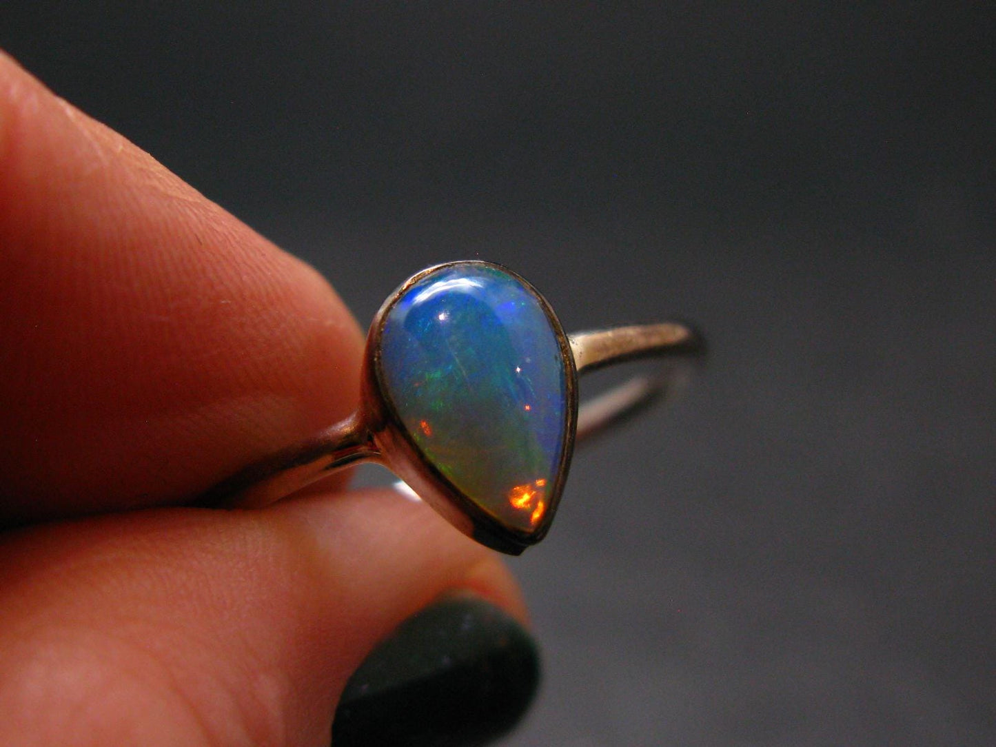Natural Cabochon Opal 925 Sterling Silver Ring from Ethiopia - 1.93 Grams - Size 10