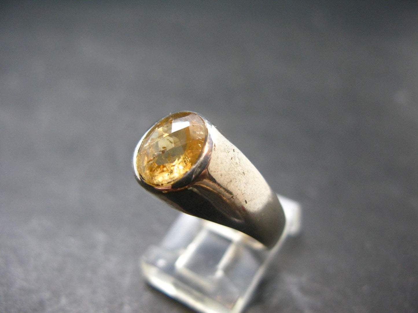 Fabulous Untreated Faceted Gem Imperial Topaz 925 Silver Ring from Brazil - Size 9 - 5.51 Grams