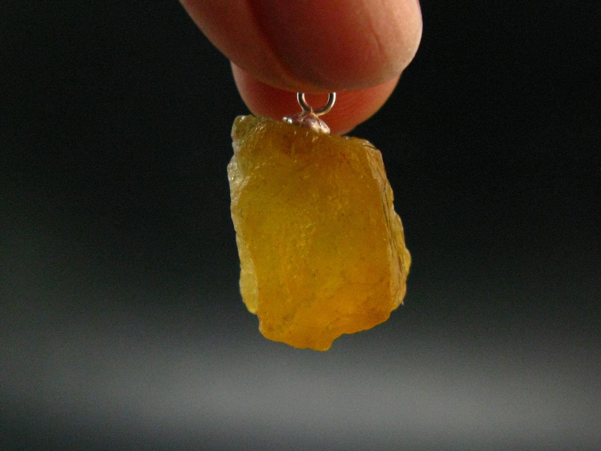 Heliodor (Yellow Beryl) Crystal Silver Pendant From Brazil - 0.9" - 3.61 Grams
