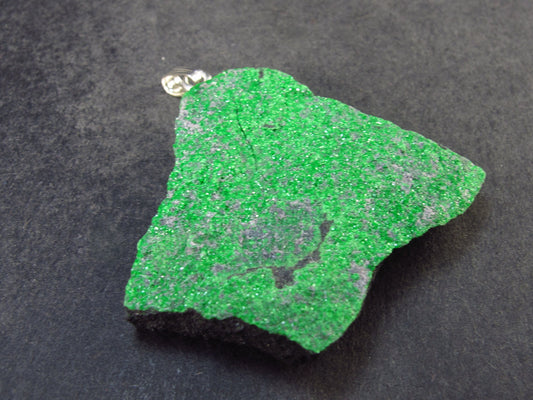 Uvarovite (Green Chromium Garnet) Cluster Silver Pendant From Russia - 1.9" - 22.3 Grams