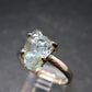 Raw Aquamarine Gem Sterling Silver Ring From Brazil - Size 9 - 3.10 Grams