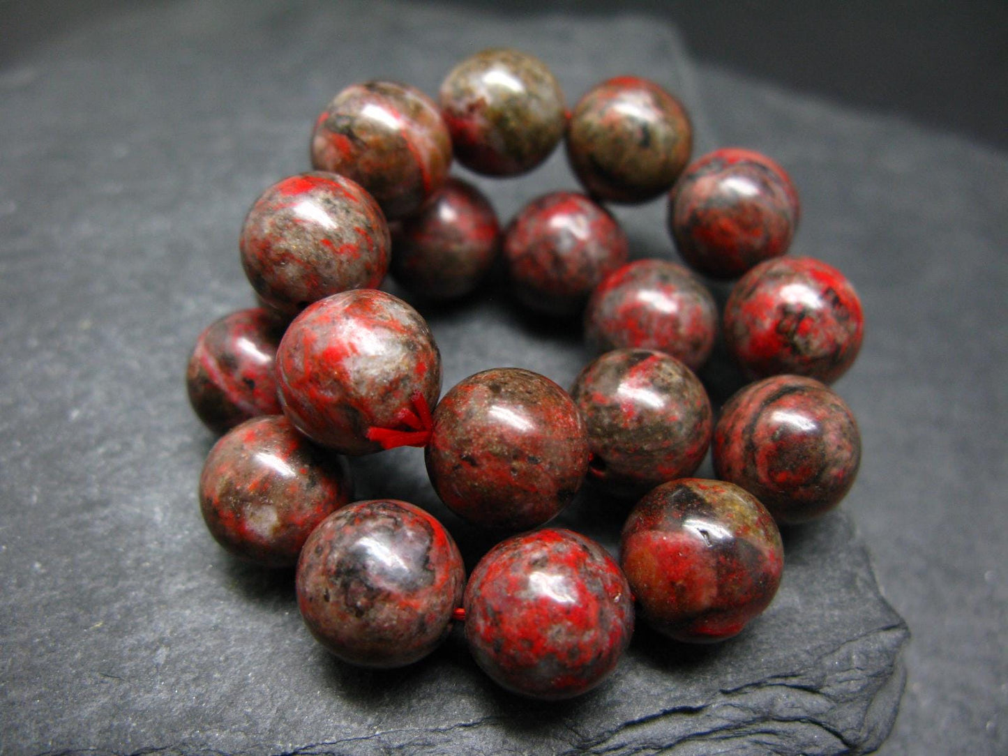 Cinnabar Genuine Bracelet ~ 7.5 Inches ~ 11mm Round Beads