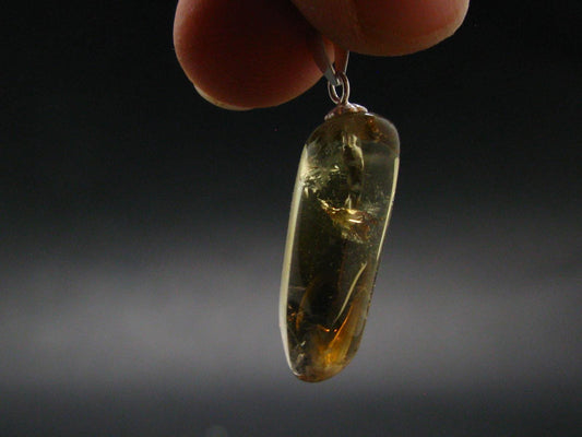 Natural Unheated Citrine Sterling Silver Pendant from Zambia - 1.2" - 3.09 Grams