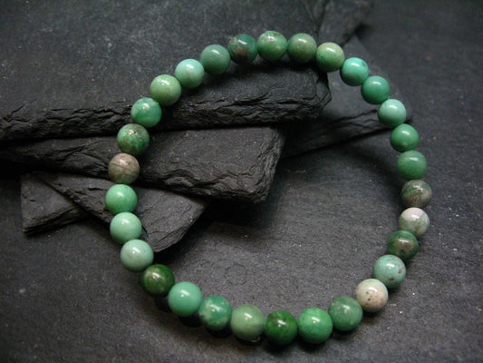 Variscite Genuine Untreated Bracelet ~ 7 Inches ~ 6mm Round Beads