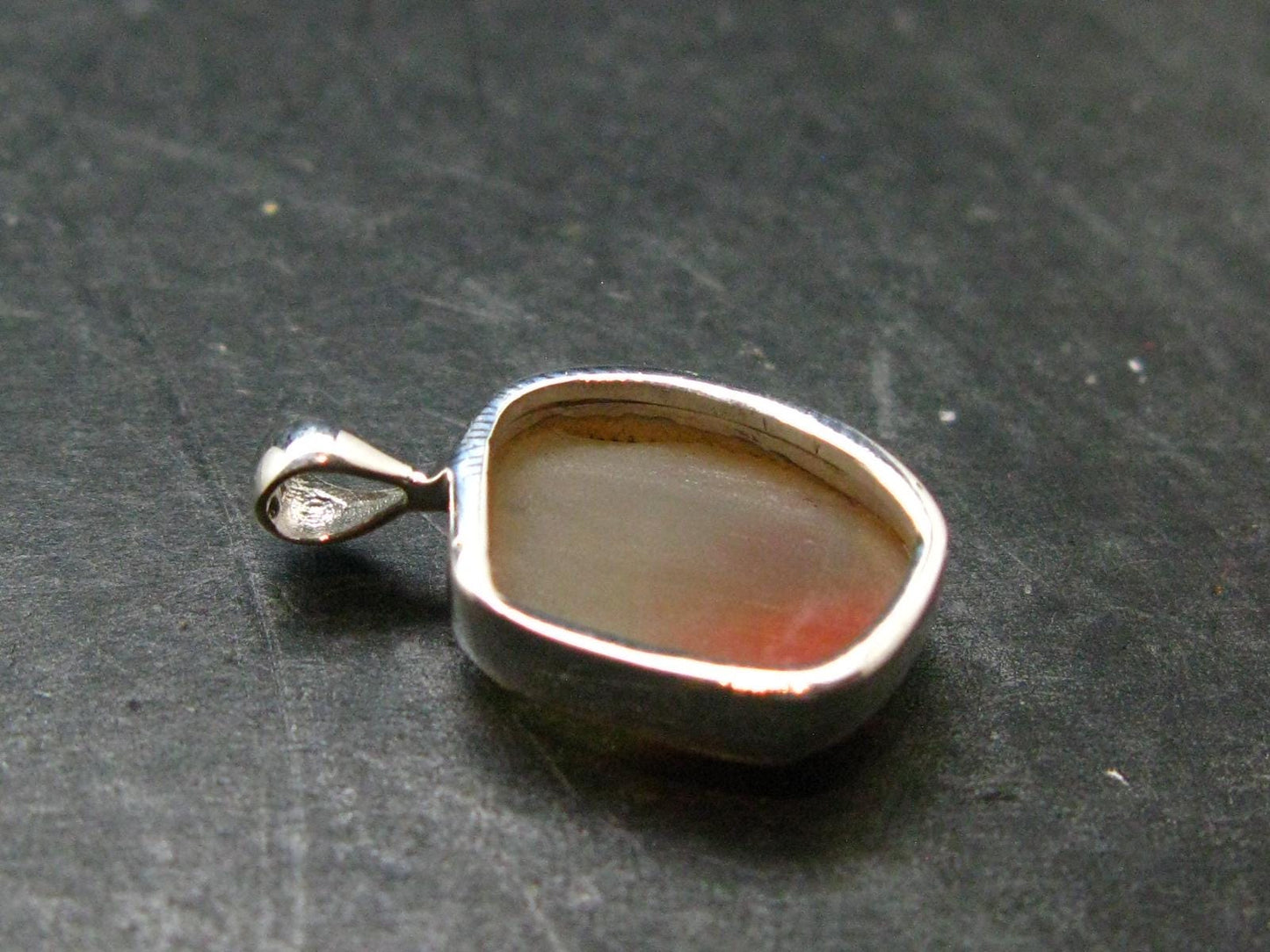 Raw Fire Opal Sterling Silver Pendant From Mexico - 0.8" - 1.55 Grams