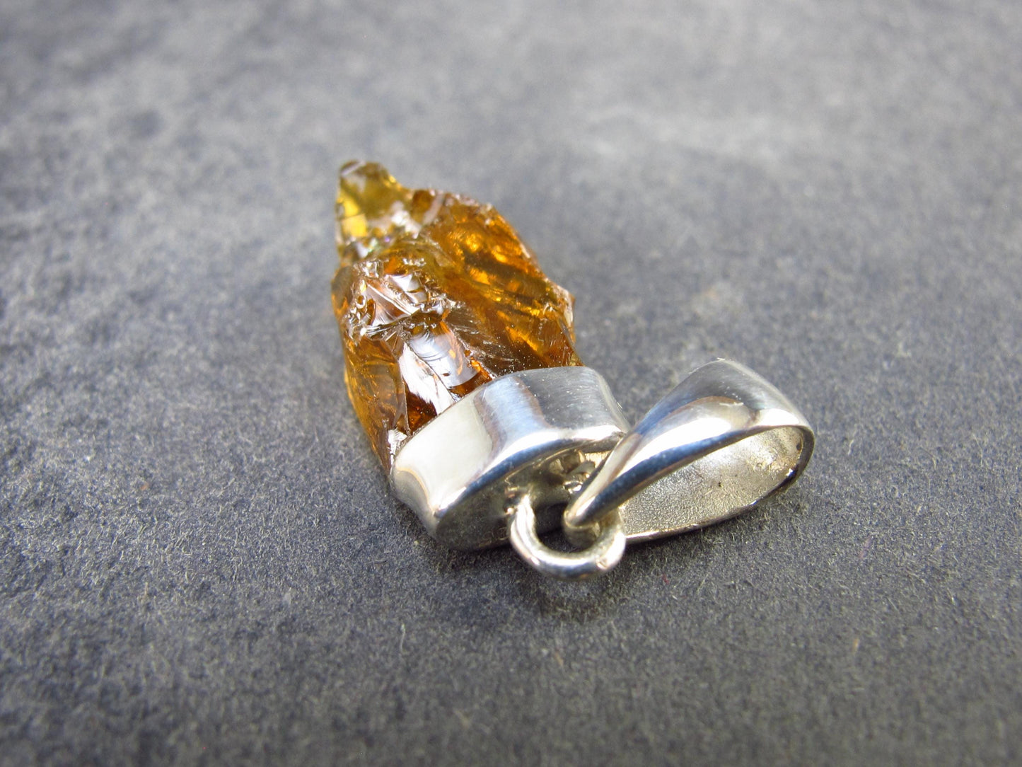 Natural Unheated Citrine Sterling Silver Pendant from Zambia - 1.2" - 2.00 Grams