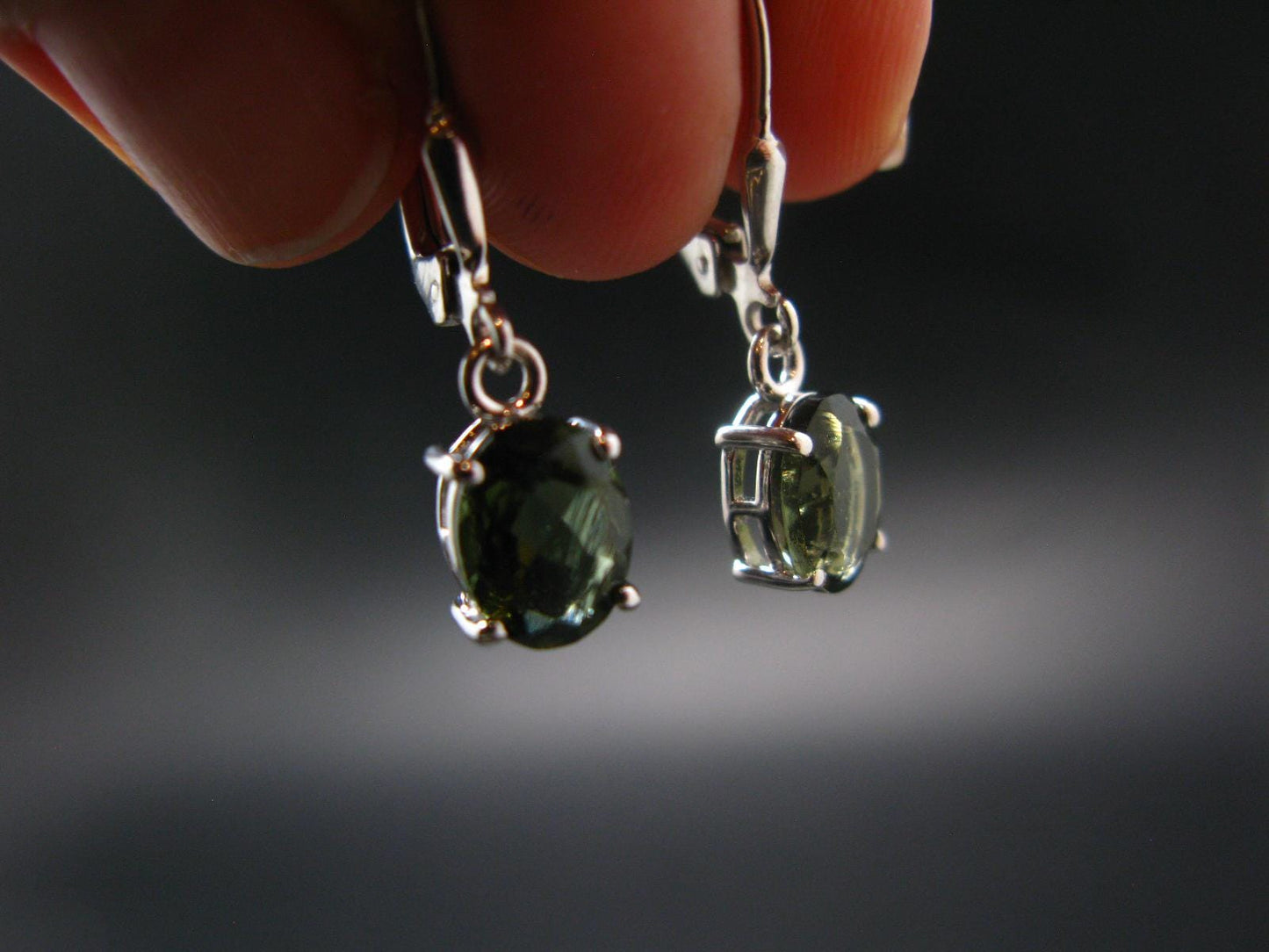 Moldavite Tektite Silver Earrings from Czech Republic - 1.95 Grams