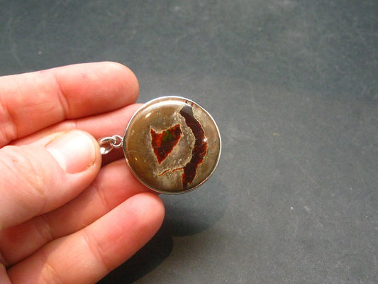 Fire Opal Sterling Silver Pendant From Mexico - 1.4" - 7.34 Grams