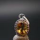 Yellow Citrine Gem Facetted Sterling Silver Pendant From Brazil With CZ - 0.7" - 1.40 Grams