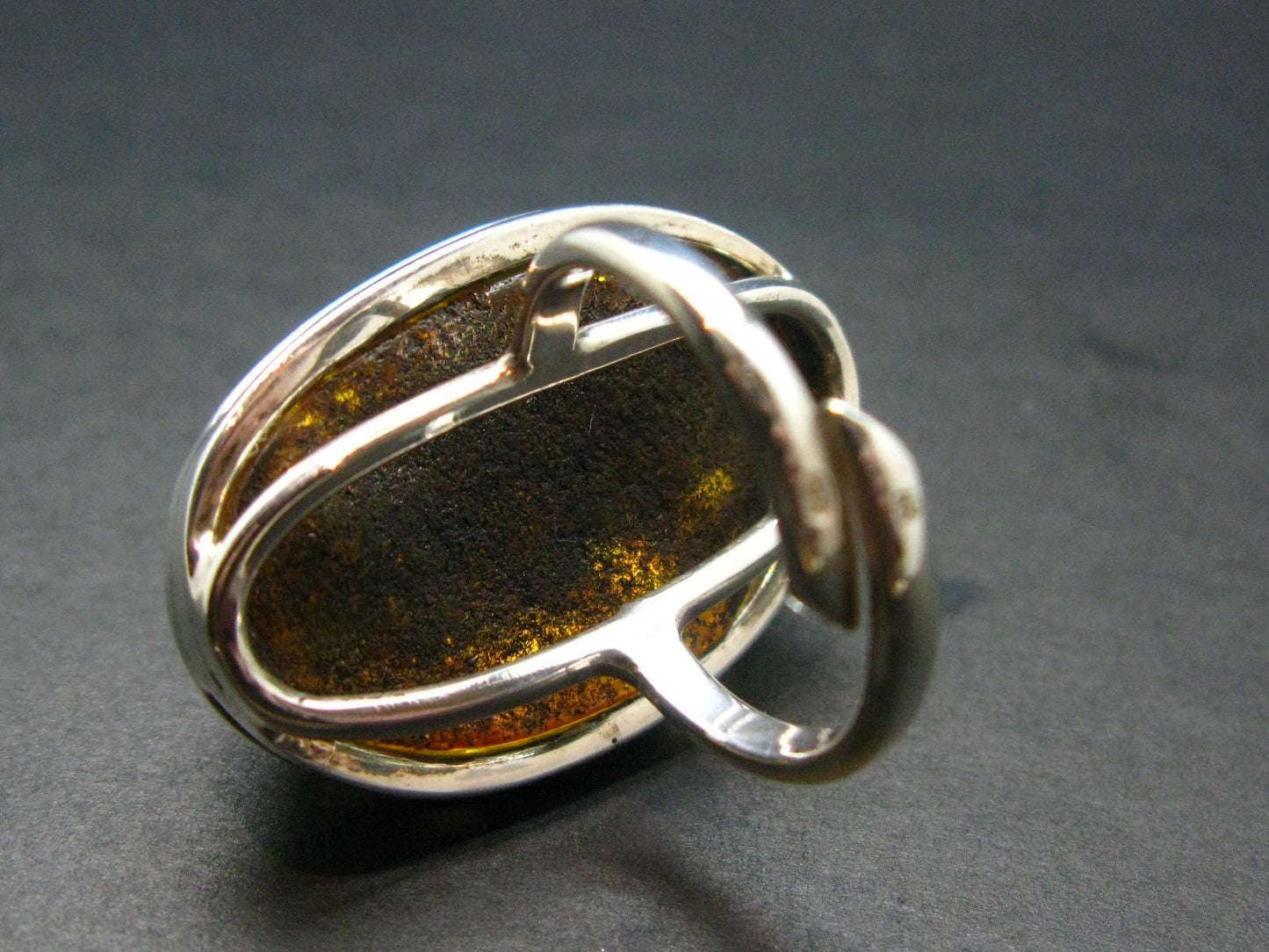 Natural Baltic Amber 925 Silver Ring - Size Adjustable