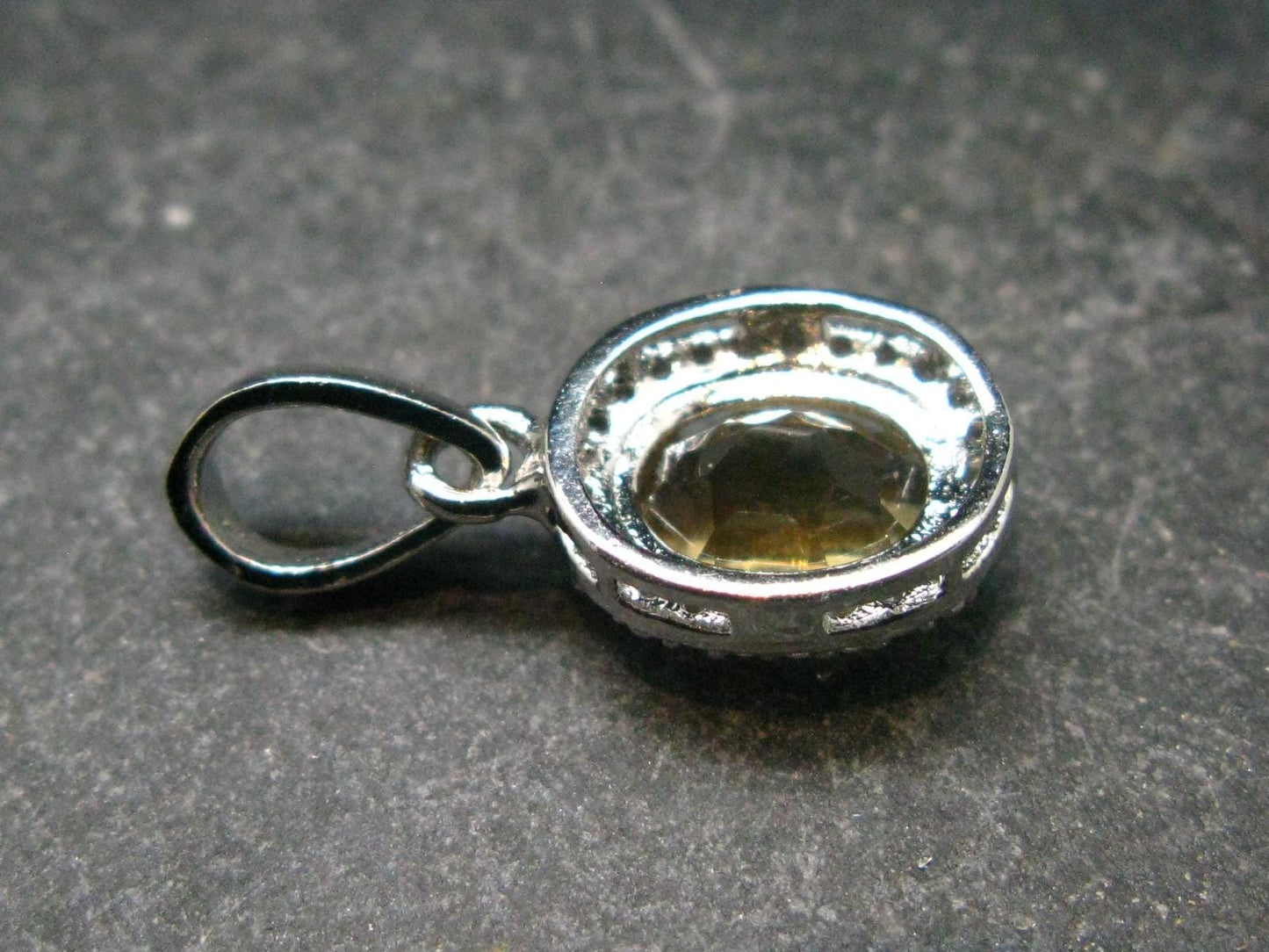 Stone of Success!! Genuine Intense Yellow Citrine Gem Sterling Silver Faceted Pendant From Brazil - 0.9" - 2.21 Grams