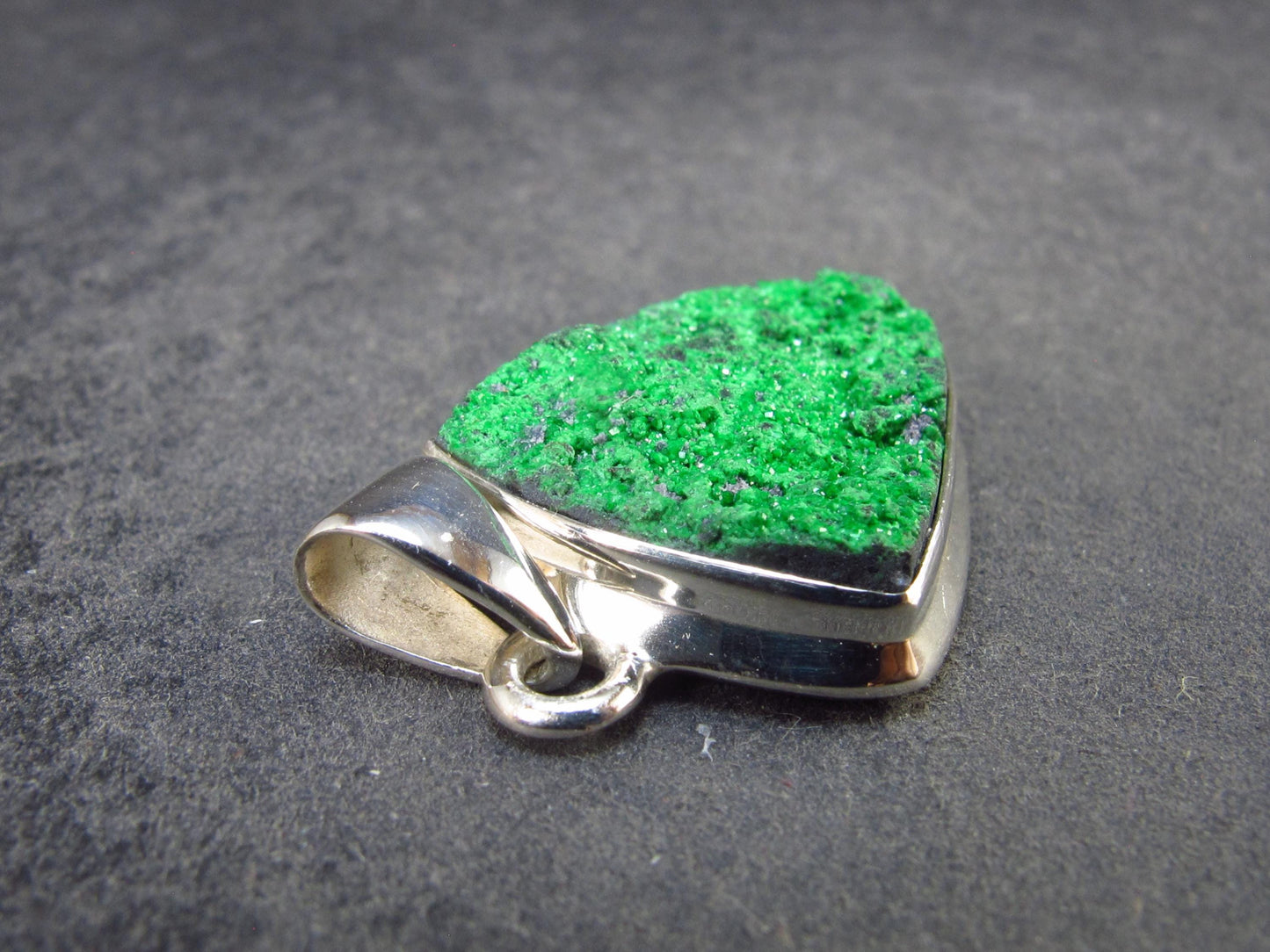 Uvarovite (Green Chromium Garnet) Cluster Silver Pendant from Russia - 1.3" - 7.01 Grams
