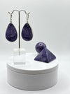 Charoite & Sterling Silver Teardrop Earrings - 24.03 Grams
