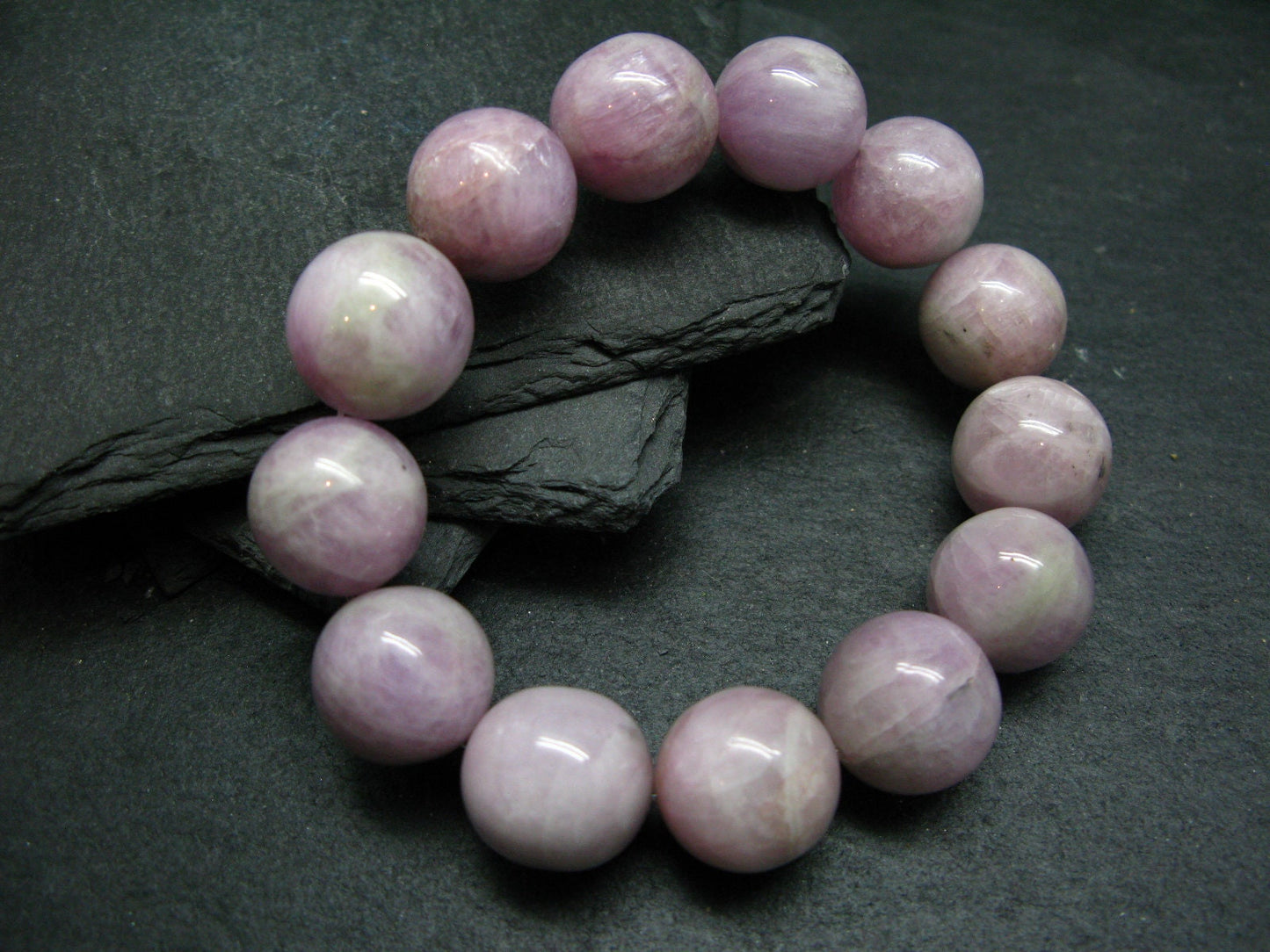 Kunzite Spodumene Genuine Bracelet ~ 7 Inches ~ 16mm Round Beads
