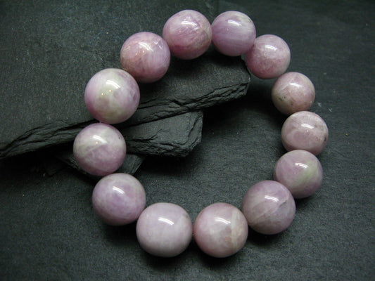 Kunzite Spodumene Genuine Bracelet ~ 7 Inches ~ 16mm Round Beads