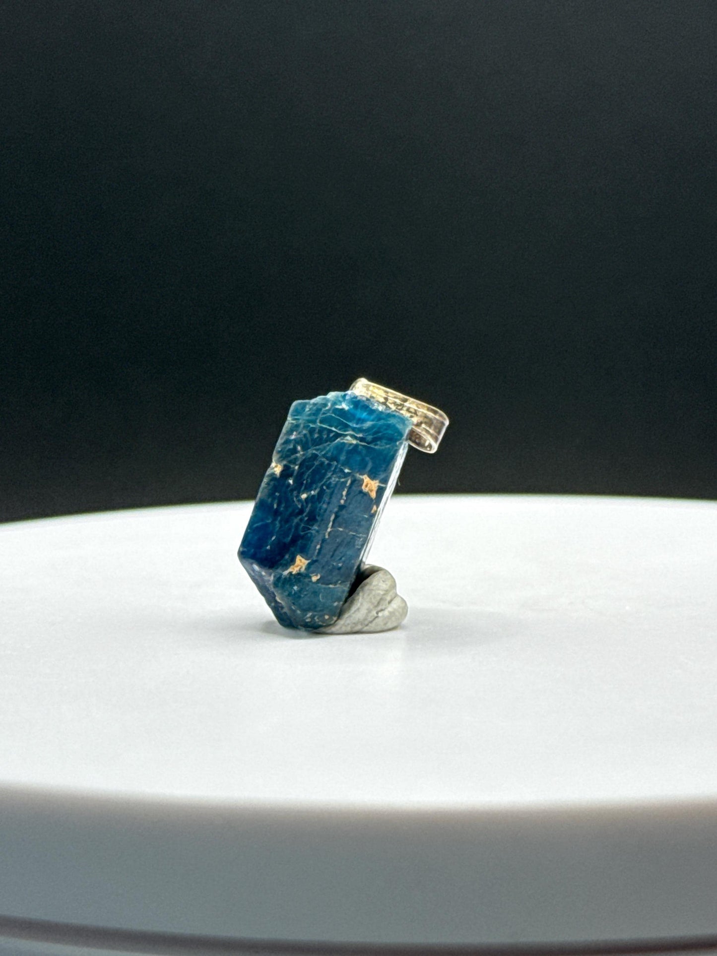 Raw Blue Apatite Sterling Silver Pendant | Natural Crystal Charm