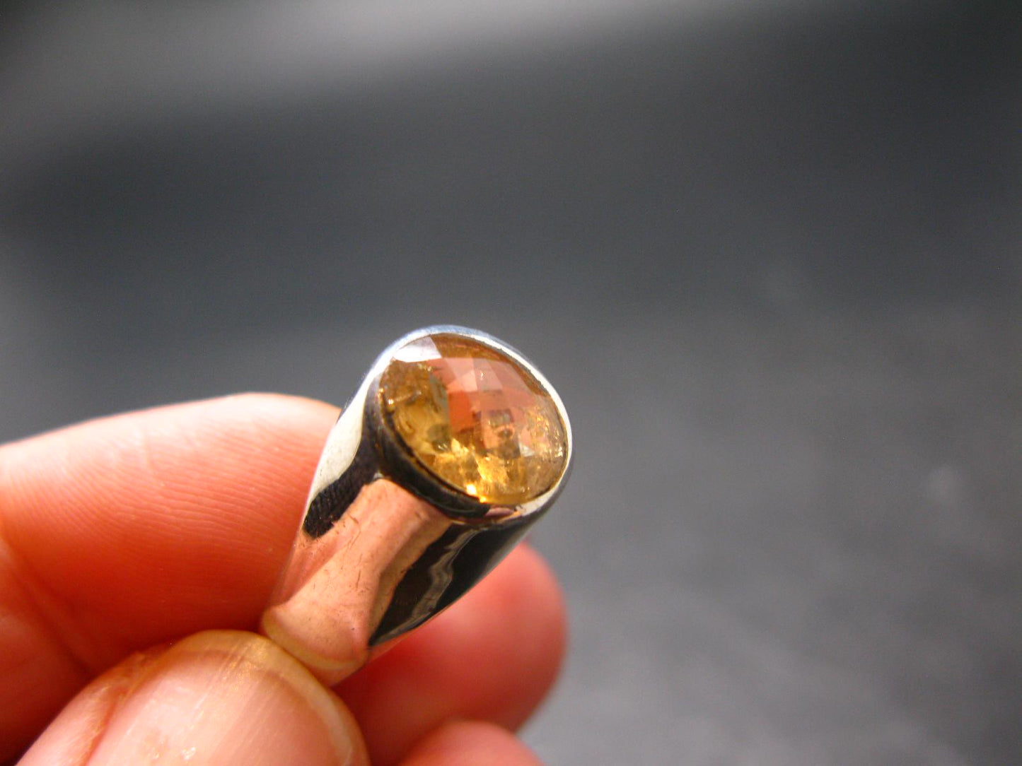 Fabulous Untreated Faceted Gem Imperial Topaz 925 Silver Ring from Brazil - Size 9 - 5.51 Grams