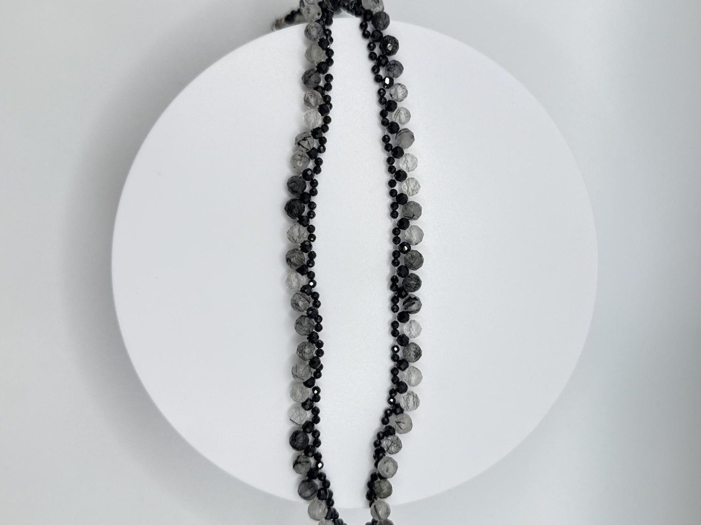 Black Spinel & Tourmalinated Quartz Necklace - 23.20 Grams