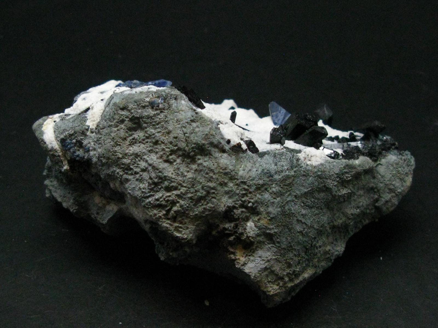 Benitoite and Neptunite on Natrolite Cluster From California - 1.5" - 10.35 Grams