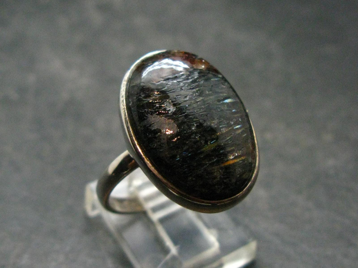 Real!! Very Rare Nuumite Nuummite Sterling Silver Ring from Greenland - 5.56 Grams - Size 8.5