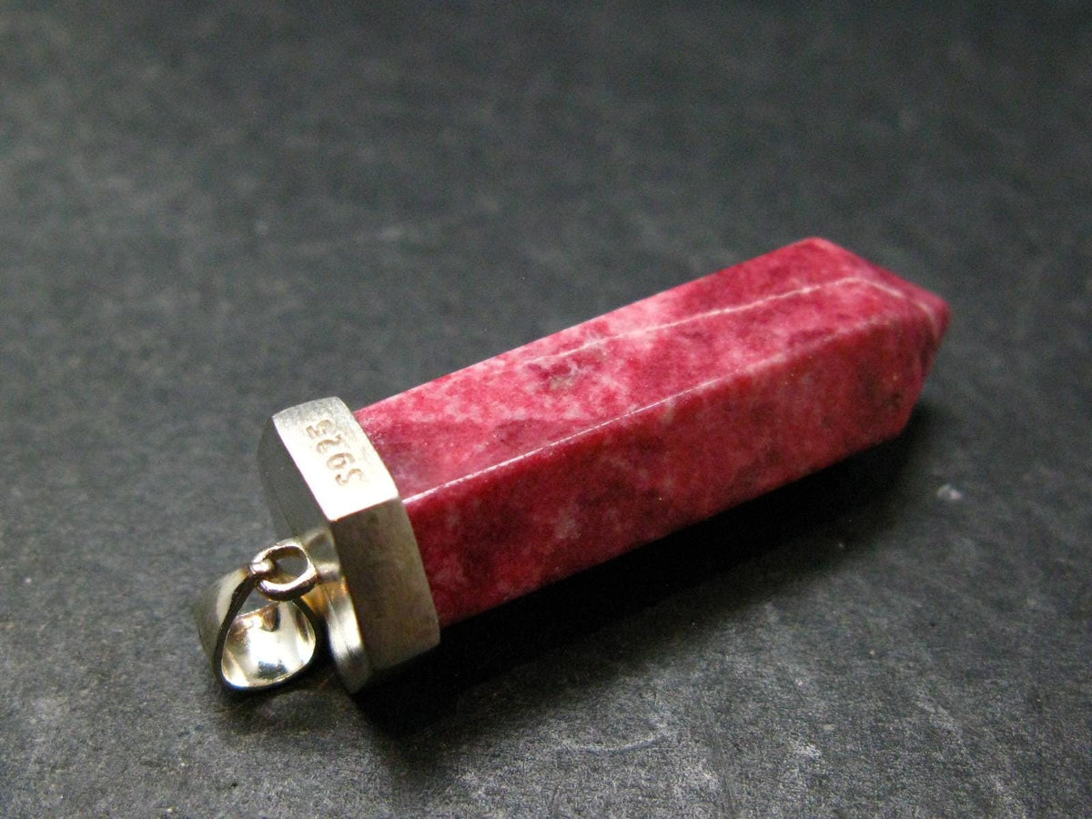 Thulite Silver Pendant From Norway - 1.7"