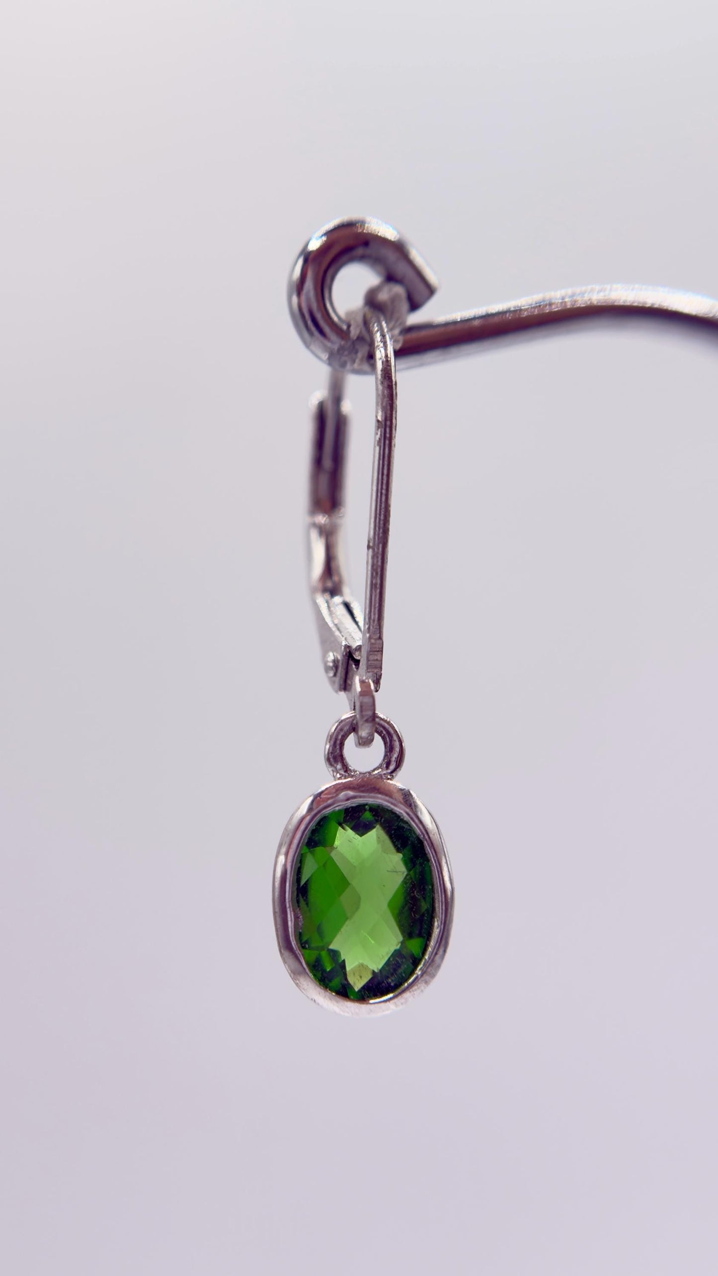 Green Helenite Drop Earrings in Sterling Silver – Oval Gemstone Dangles