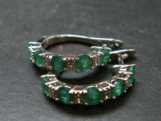 Gem Emerald Faceted Silver Earrings From Colombia - 4.33 Grams Total