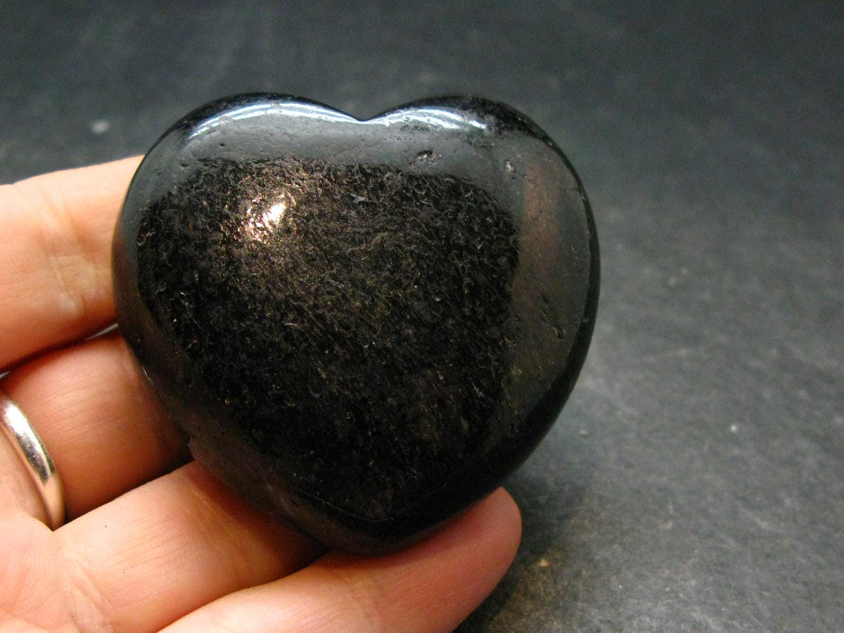 Large Nuumite Nuummite Polished Heart From Greenland - 80.64 Grams - 1.8"