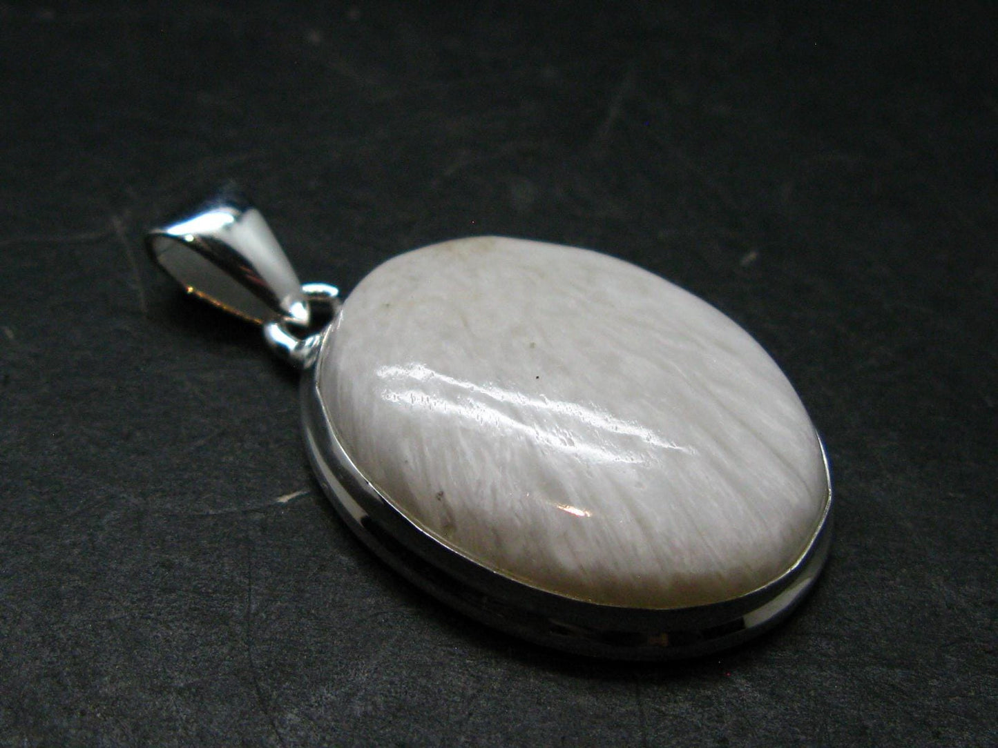Scolecite Silver Plated Pendant From India - 1.5" - 6.42 Grams