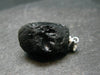 Tibetan Black Tektite Silver Pendant From Tibet - 1.1" - 5.74 Grams