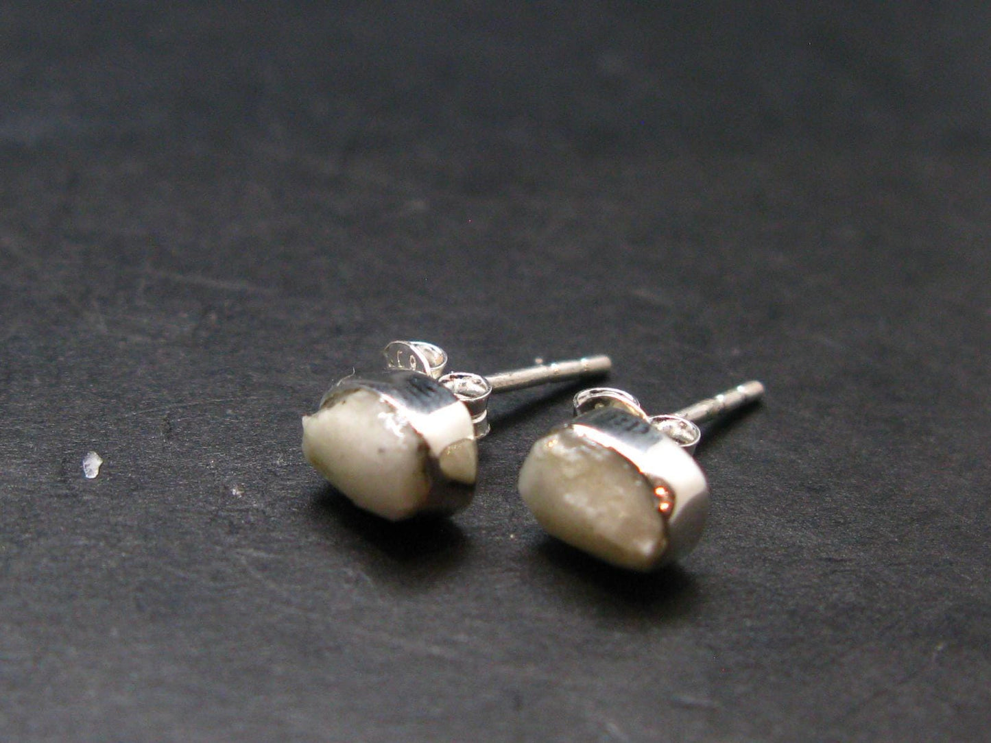 Phenakite Phenacite Silver Stud Earrings From Nigeria - 1.23 Grams