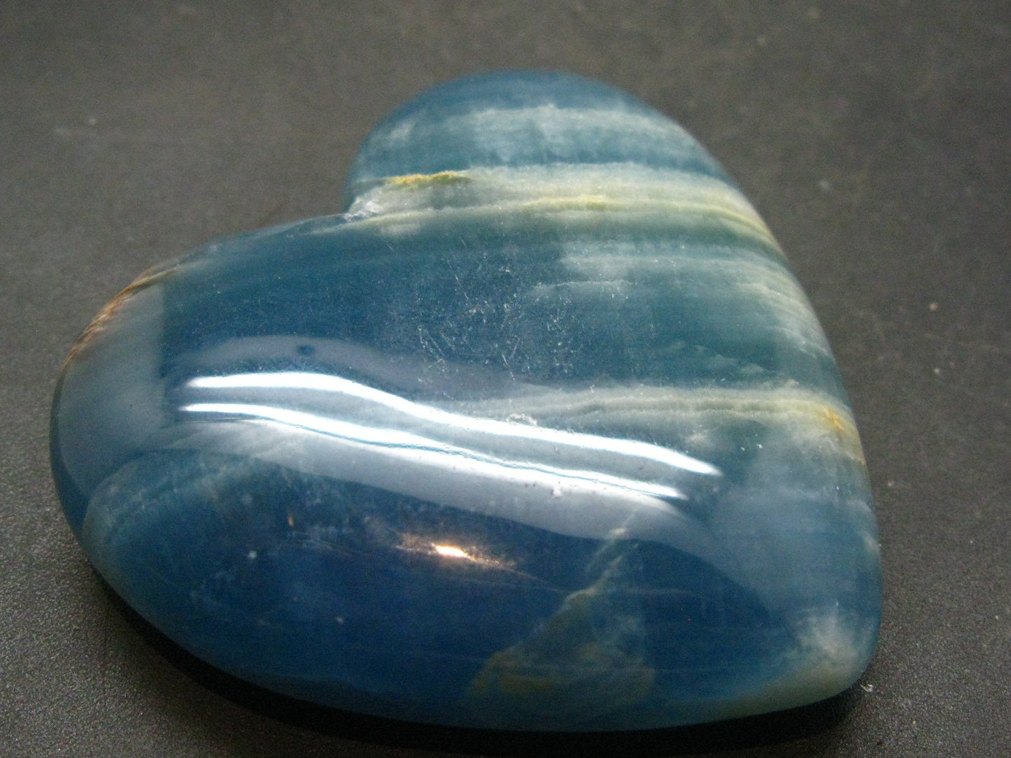 Nice Lemurian Aquatine Blue Calcite Heart From Argentina - 2.2" - 86.98 Grams