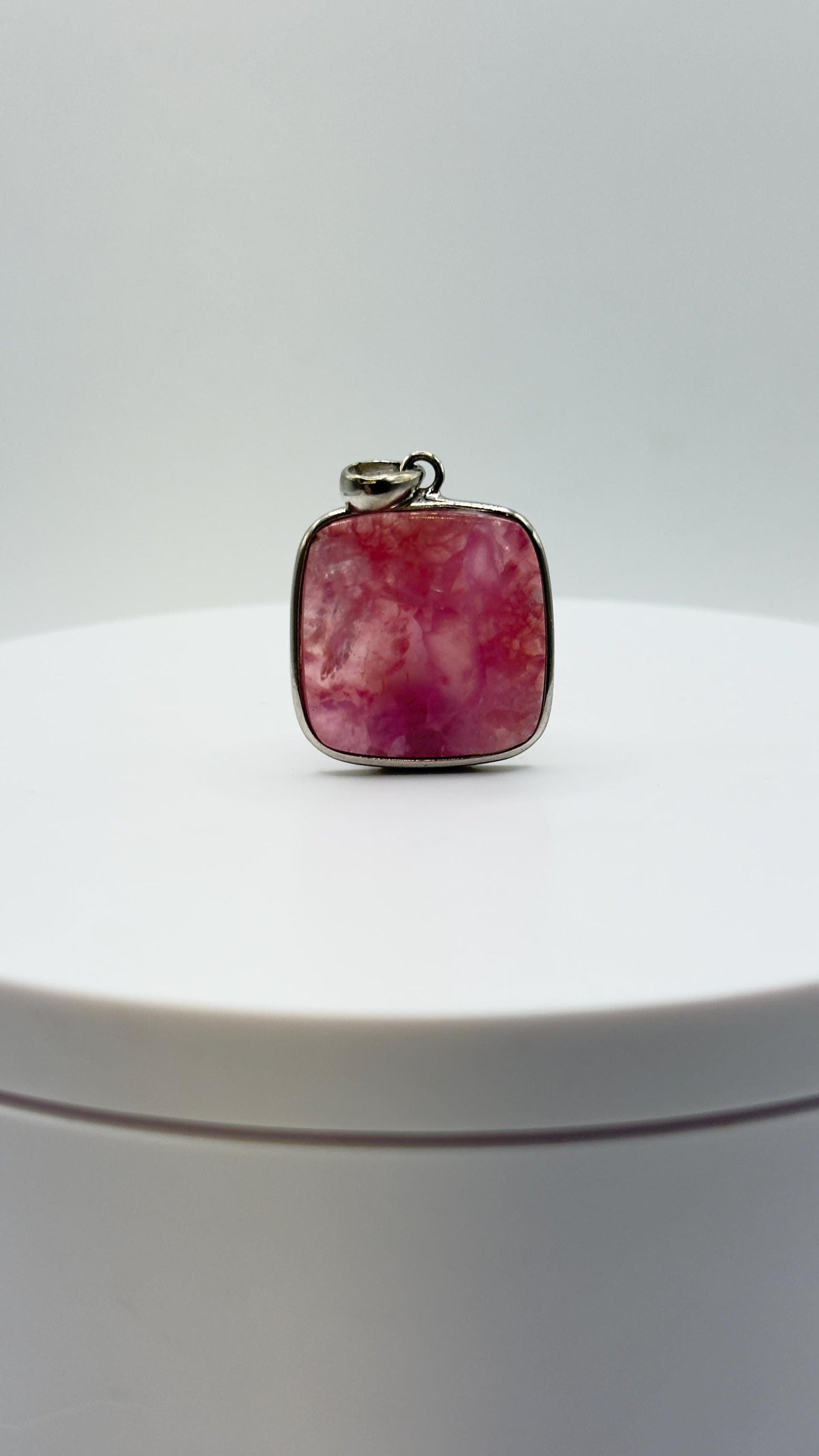 Cobalto Calcite Silver Pendant Pink Crystal Gemstone Natural Stone Jewelry Gift