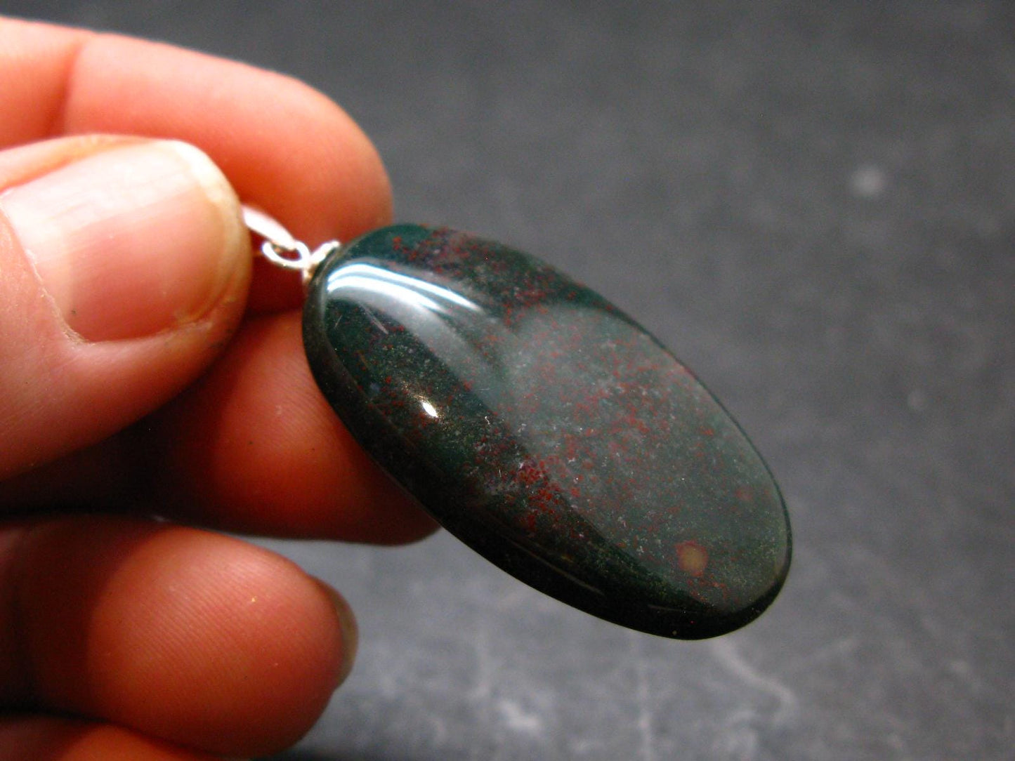 Bloodstone Silver Pendant From India - 1.5" - 6.0 Grams