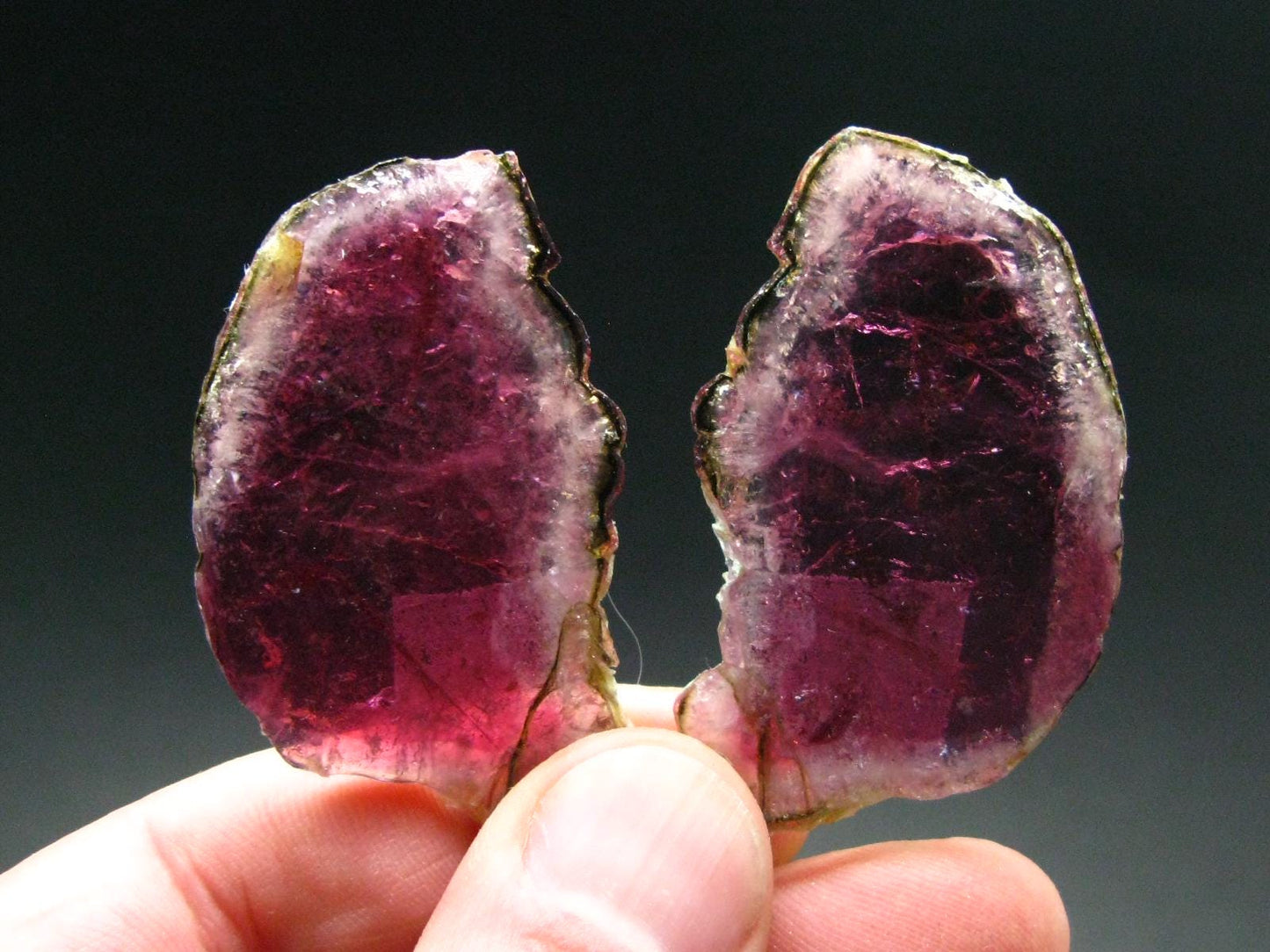 Rare Pink Tourmaline Crystal Slice Pair From Brazil - 87 Carats Total
