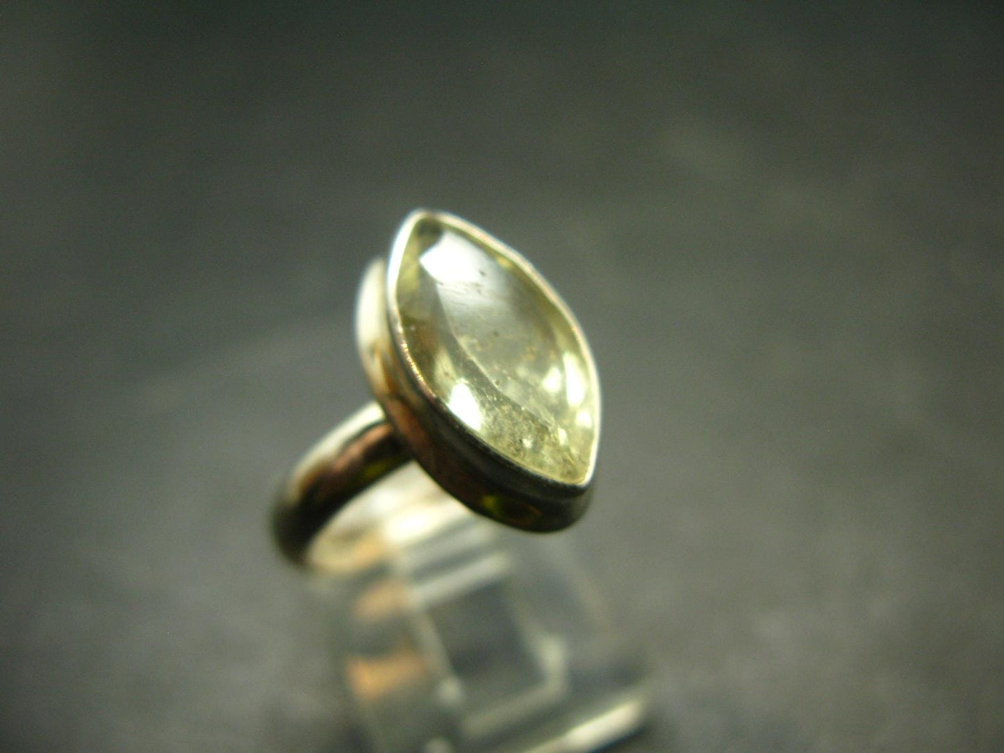 Libyan Desert Glass Tektite Sterling Silver Ring from Libya - Size 5 - 3.57 Grams