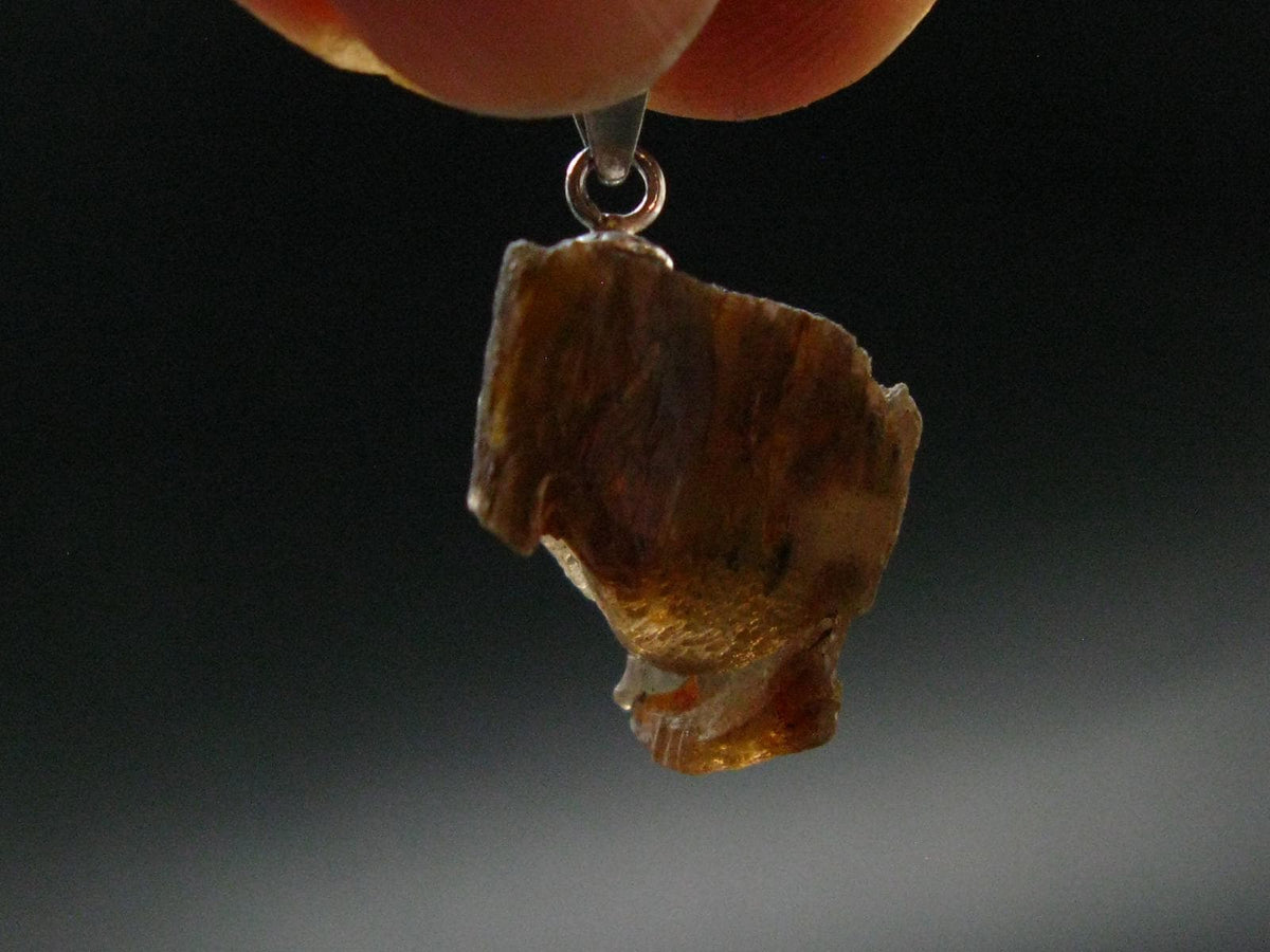 Rare Enstatite Crystal 925 Silver Pendant From Tanzania - 0.9" - 2.33 Grams