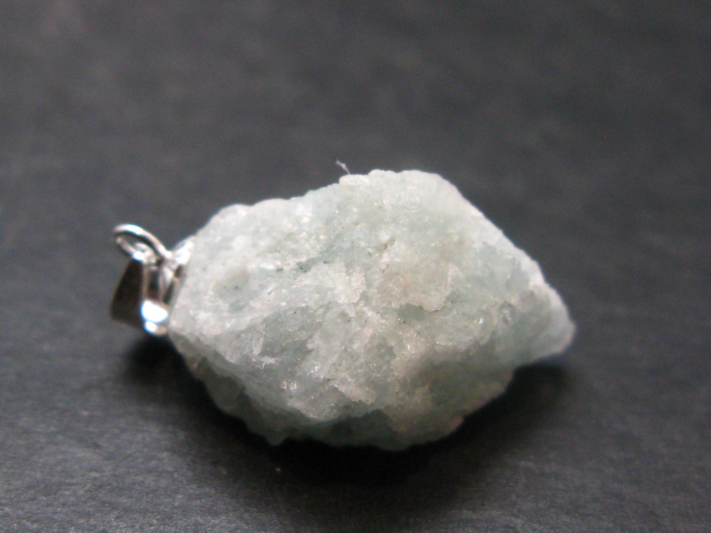 Rare Raw Blue Euclase Gem Crystal Silver Pendant from Zimbabwe - 1.0" - 3.70 Grams