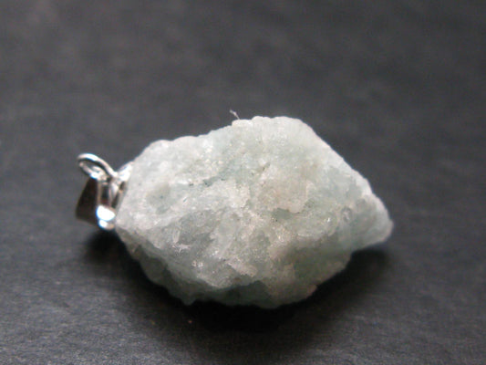 Rare Raw Blue Euclase Gem Crystal Silver Pendant from Zimbabwe - 1.0" - 3.70 Grams