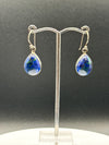 Azurite Teardrop Earrings | Sterling Silver Dangle | Blue Crystal Jewelry