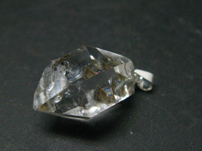 Fine Natural Herkimer Diamond Silver Pendant From New York - 1.0" - 4.09 Grams