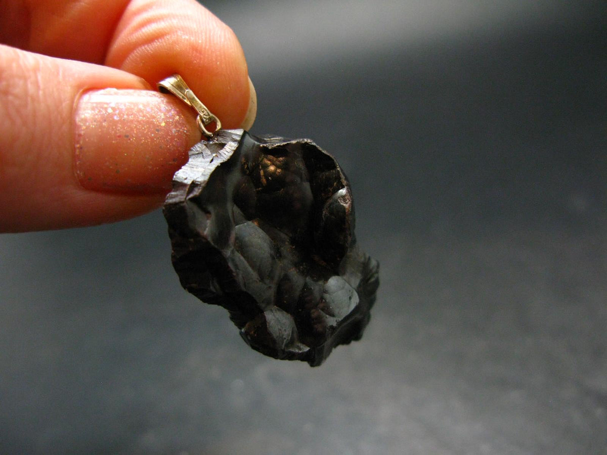 Bubble Hematite Silver Pendant from Morocco - 1.5" - 13.25 Grams