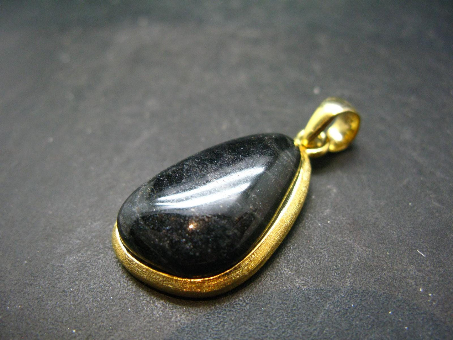 Nuumite Nuummite Gold Plated Silver Pendant From Greenland - 1.5" - 8.24 Grams