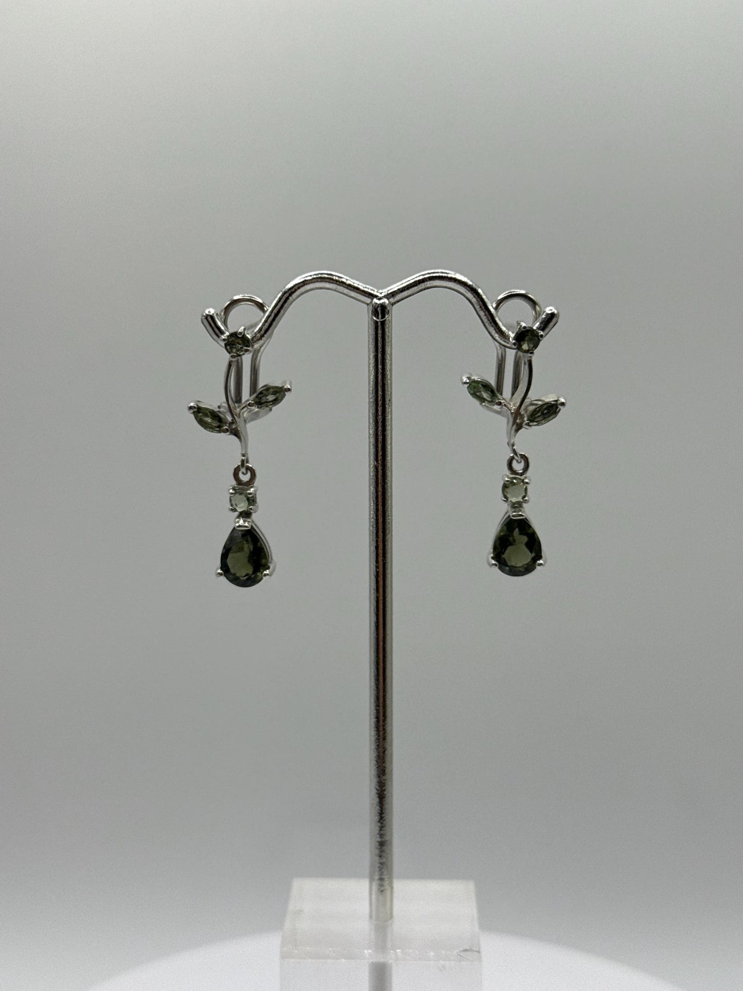 Moldavite Drop Earrings & Pendant Set - Weight 11.25 Grams
