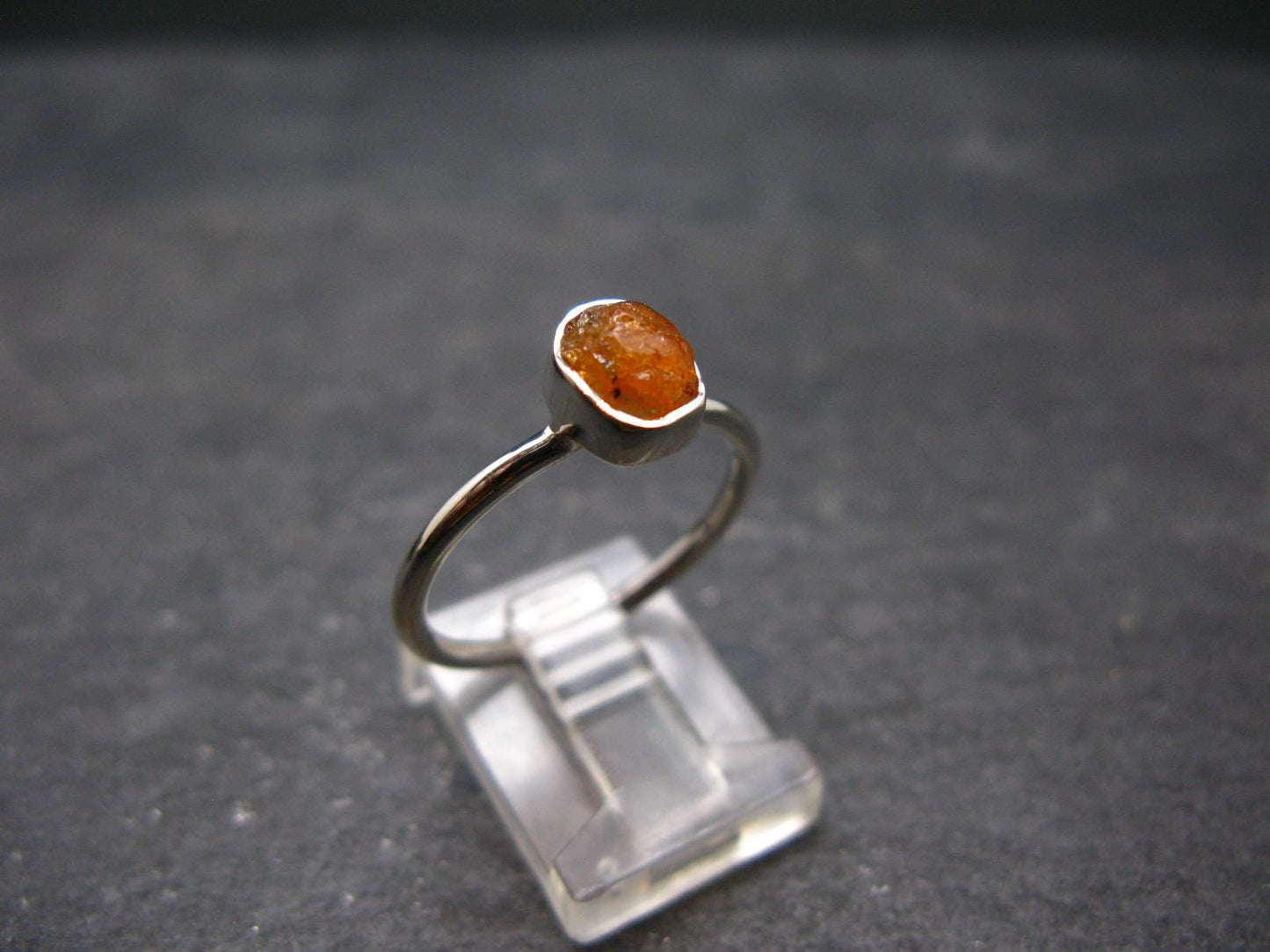 Spessartine Garnet Silver Ring From Tanzania - Size 8 - 2.05 Grams